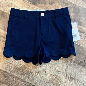 Crown & Ivy Navy Scalloped Kids Shorts
